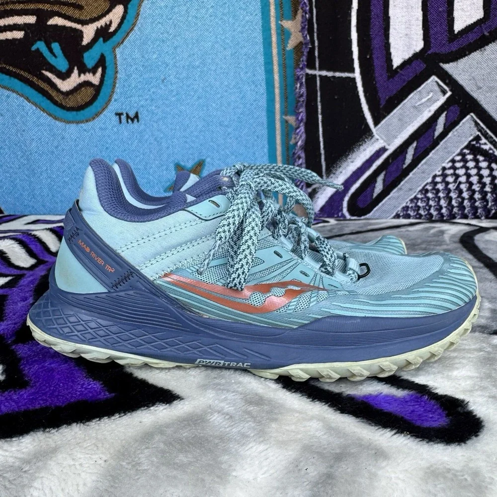 Size 7 - Saucony Woman's Mad River TR2 Blue Mesh Sneakers‎ S10582-35 - Picture 5 of 9
